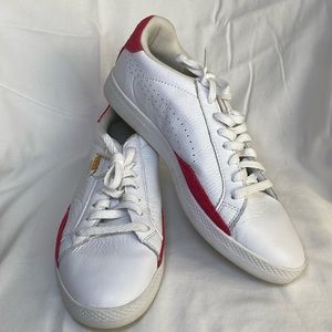 Puma Tennis Shoes, White Leather and Res Suede Puma Match